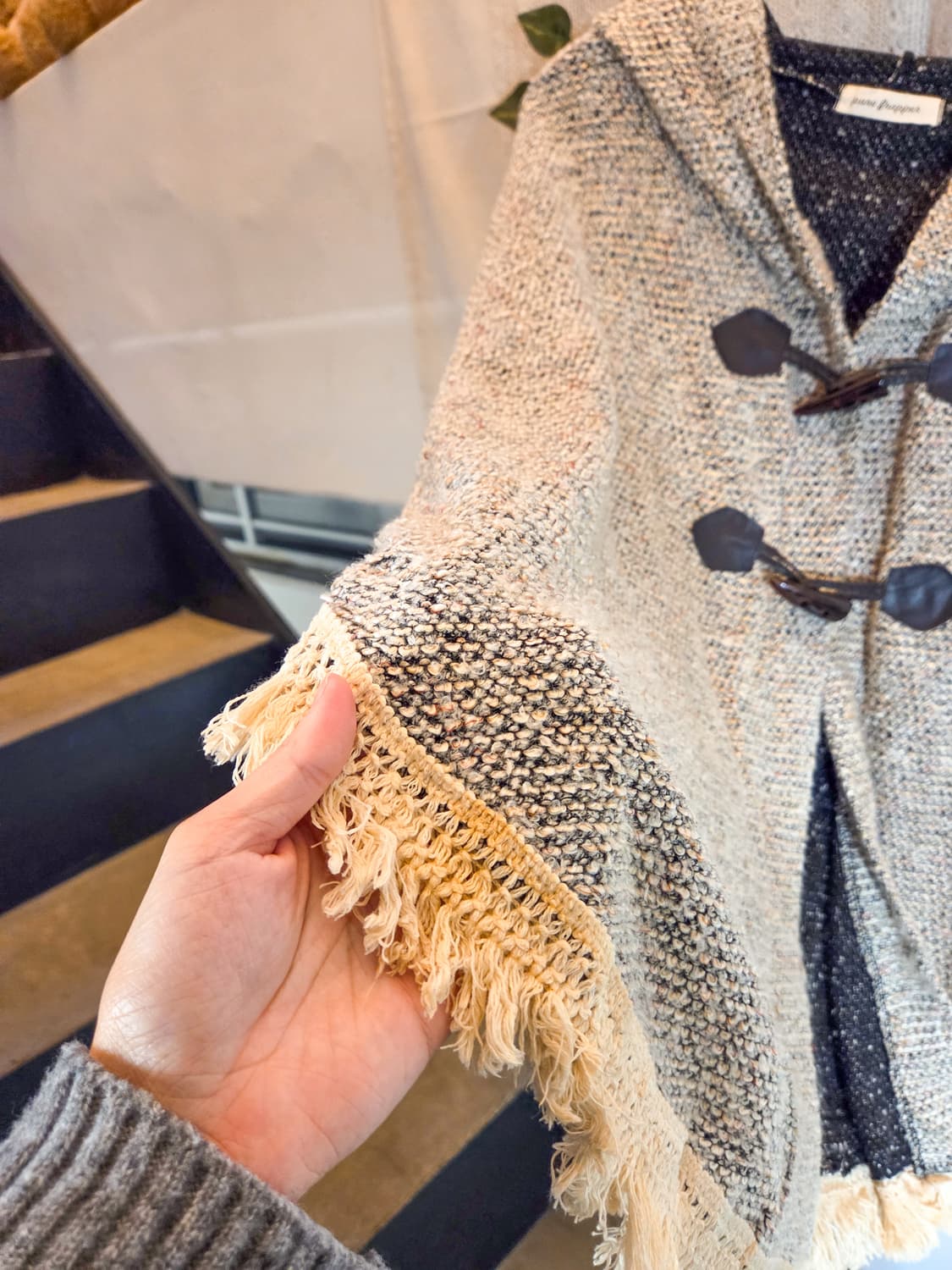 후드 더플 케이프 가디건 상품이미지5