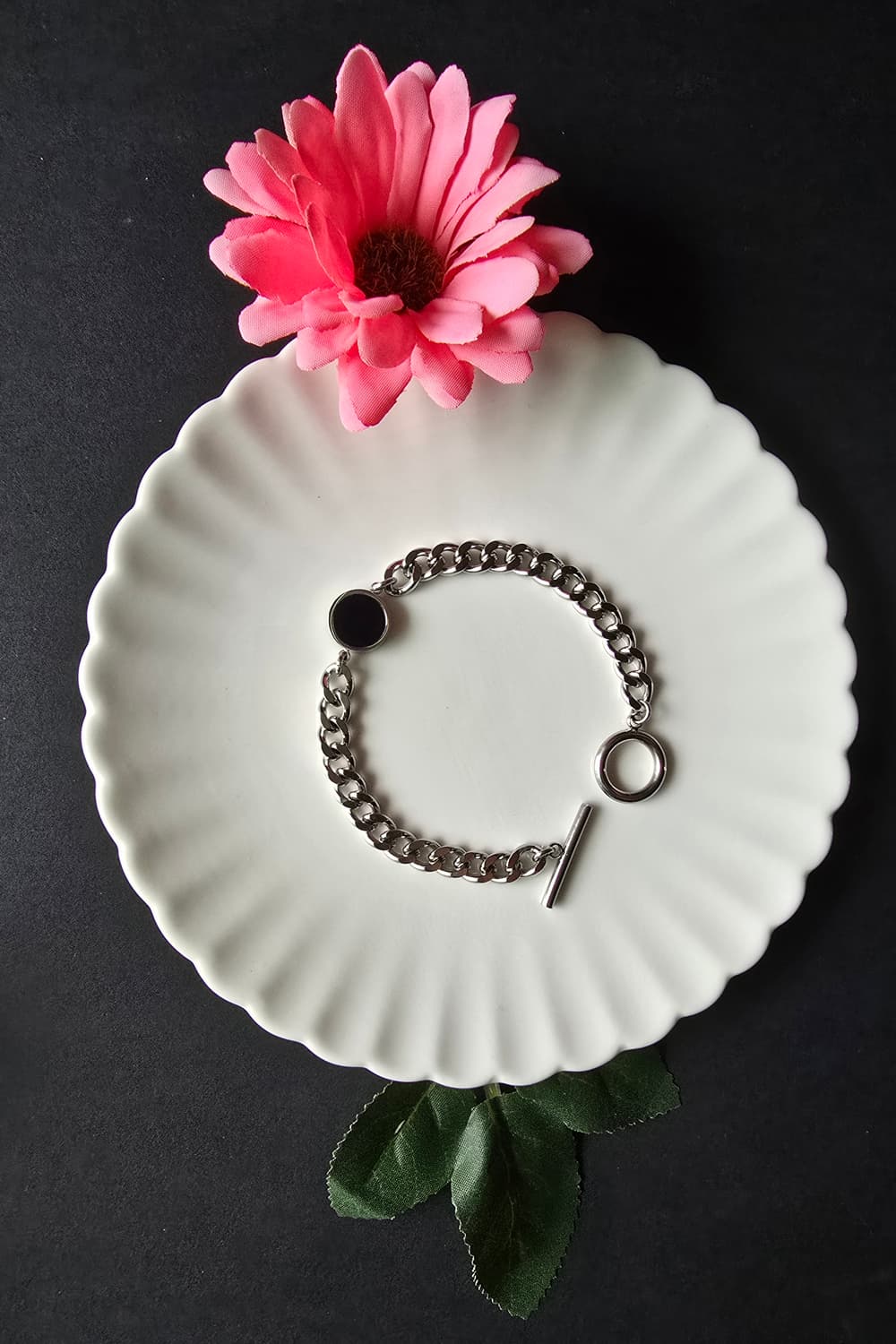 써지컬 스틸 오닉스 자개 양면  체인팔찌 상품이미지1