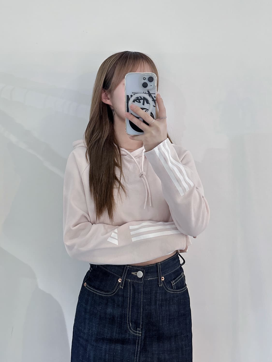 아디다스 베이비핑크 크롭 후드 상품이미지1