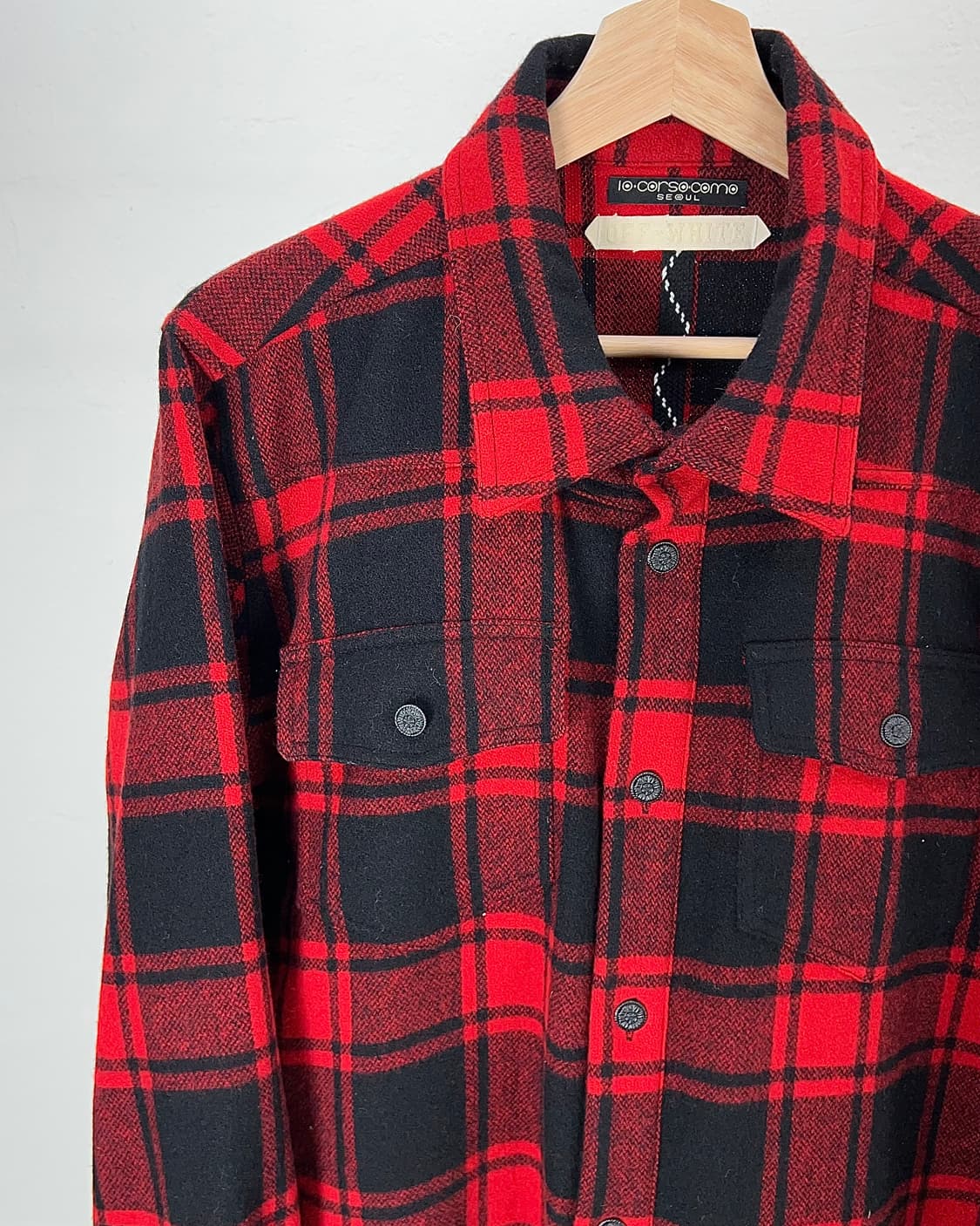 오프화이트 14aw 애로우 플란넬 롱 레드 셔츠 상품이미지3
