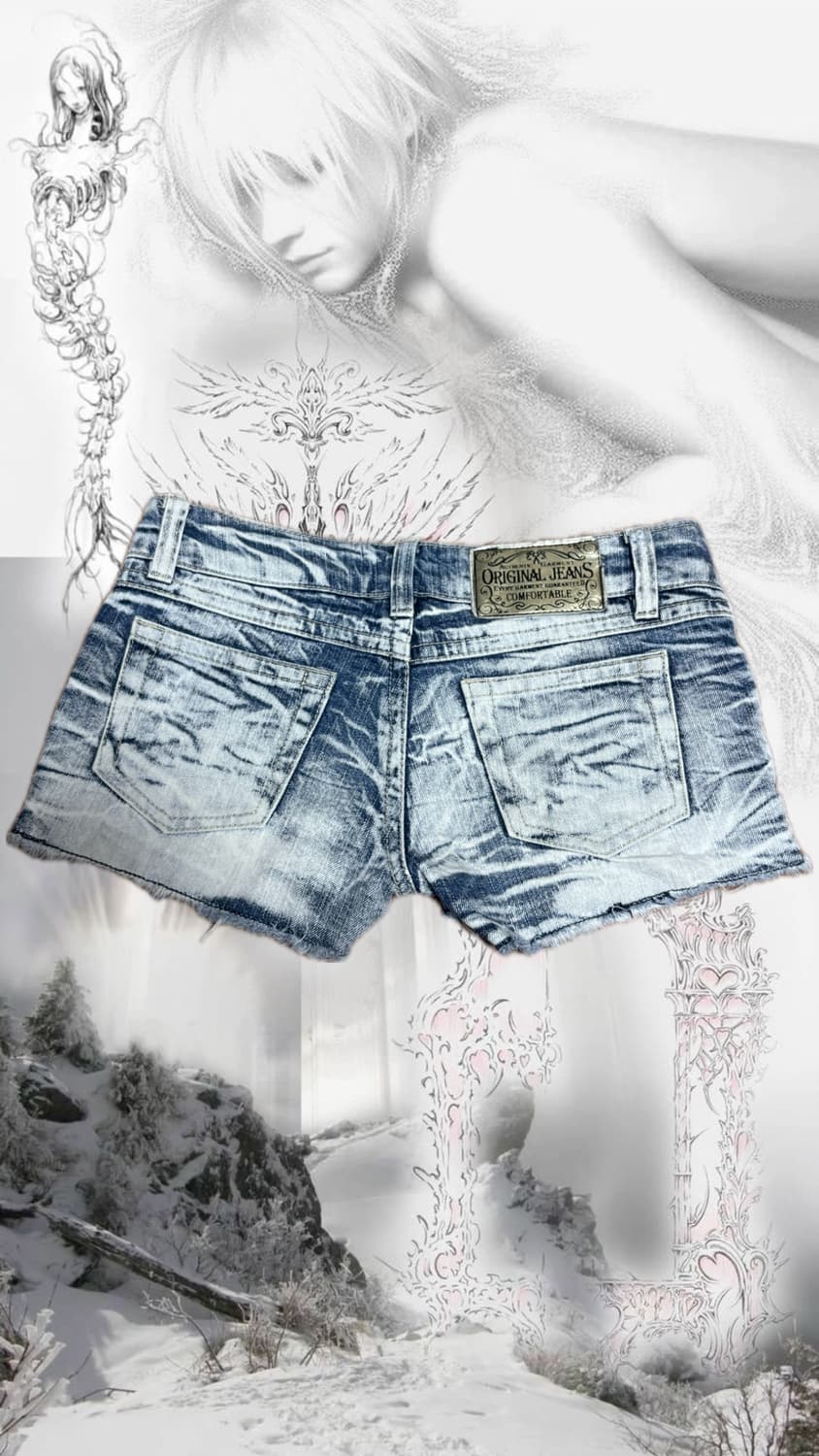 Vintage denim shorts pants 숏츠 punk y2k 상품이미지2