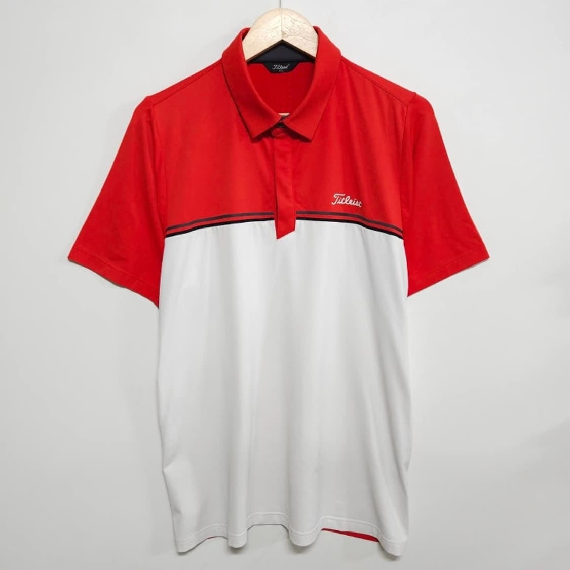 110 TITLEIST 타이틀리스트 골프 기능성 반팔 카라티 레드 화이트 상품이미지1