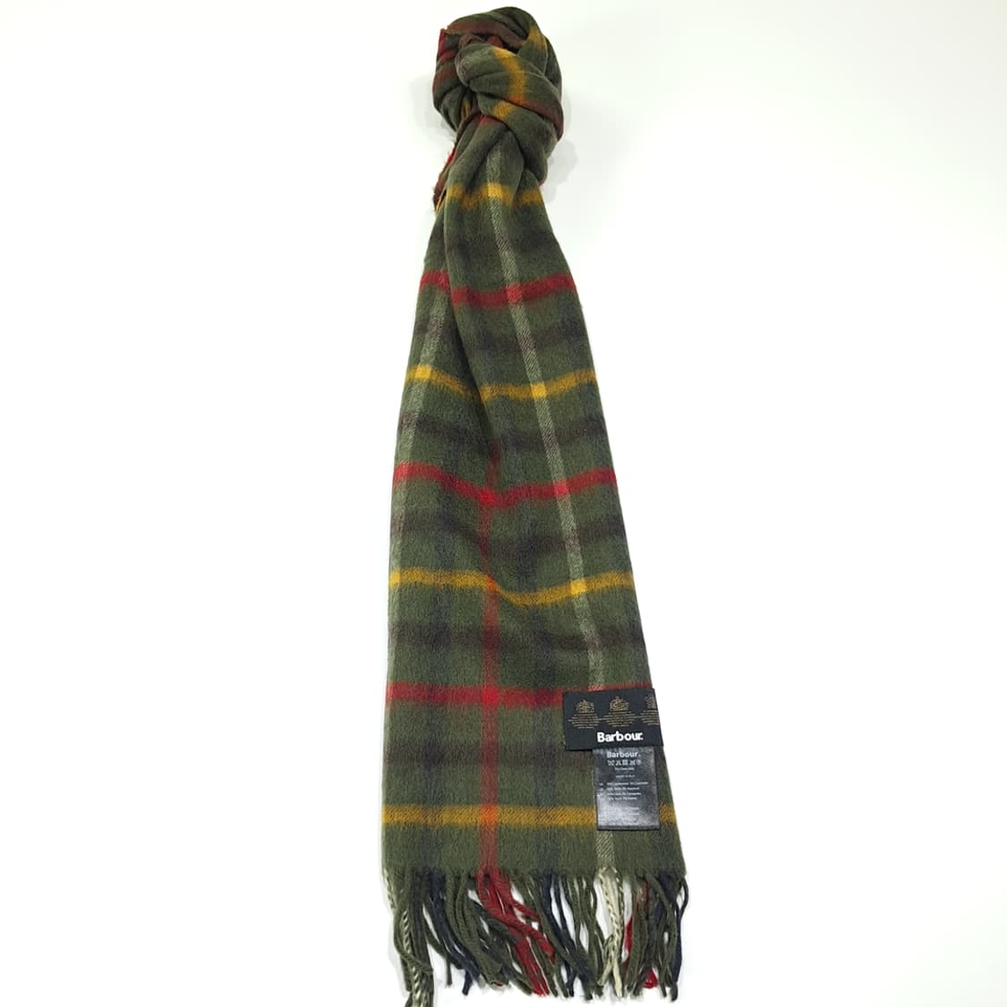 MX584 바버 램스울캐시미어 타탄체크 올리브 머플러 목도리 상품이미지3