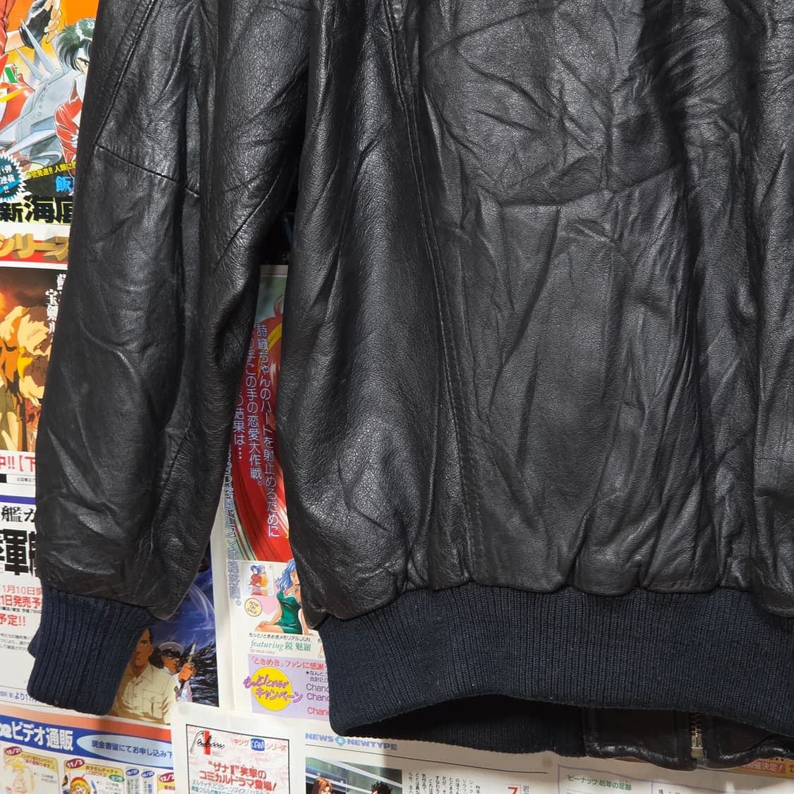 JPN 체크 안감 소가죽 블랙 봄버 자켓 상품이미지9