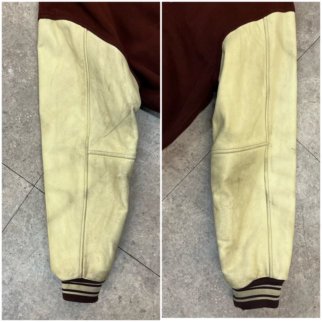 게스 울 소가죽 스타디움 자켓 버건디 95 #csz3242 상품이미지9