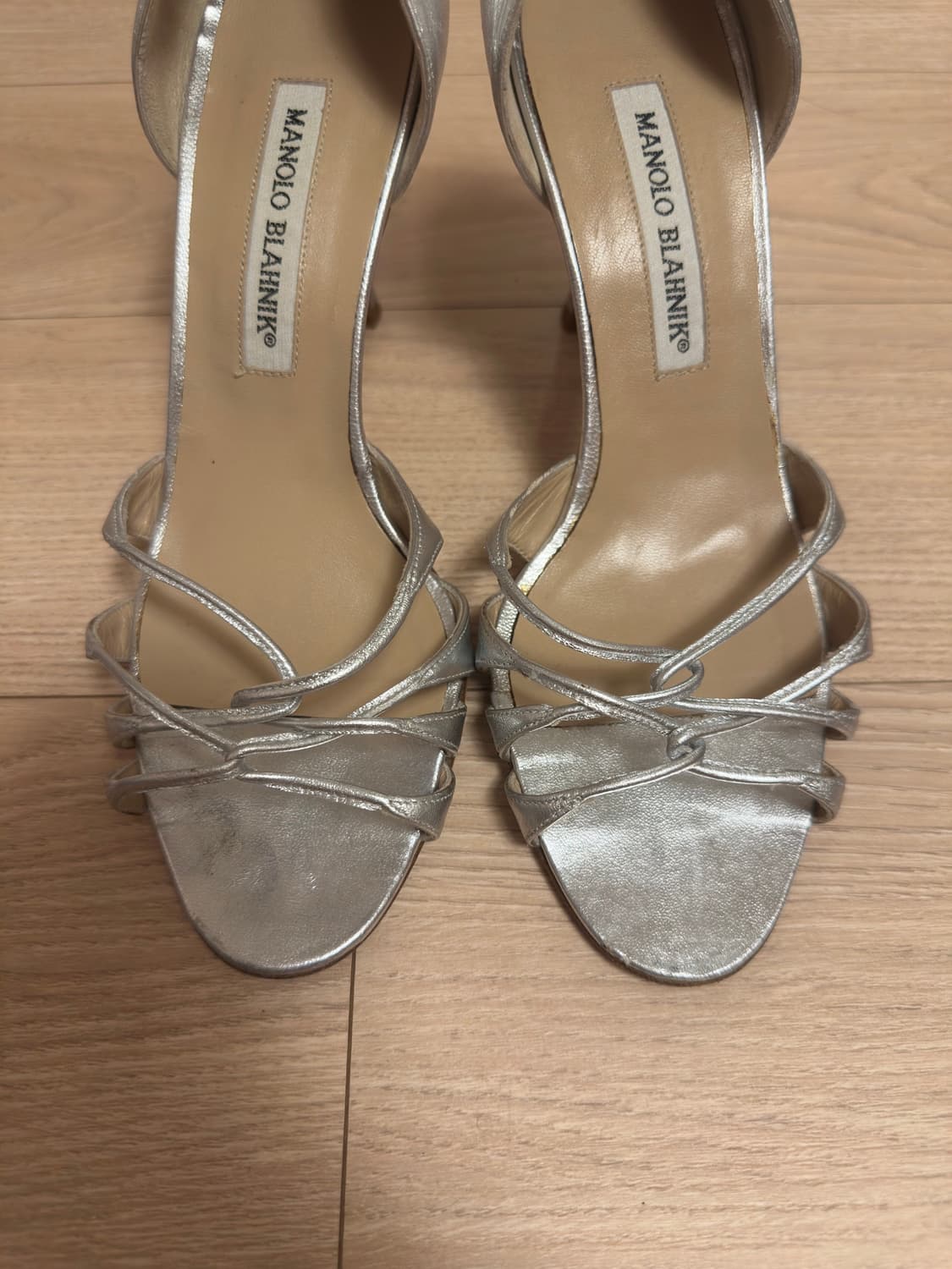 Manolo Blahnik 실버 오픈토 상품이미지2