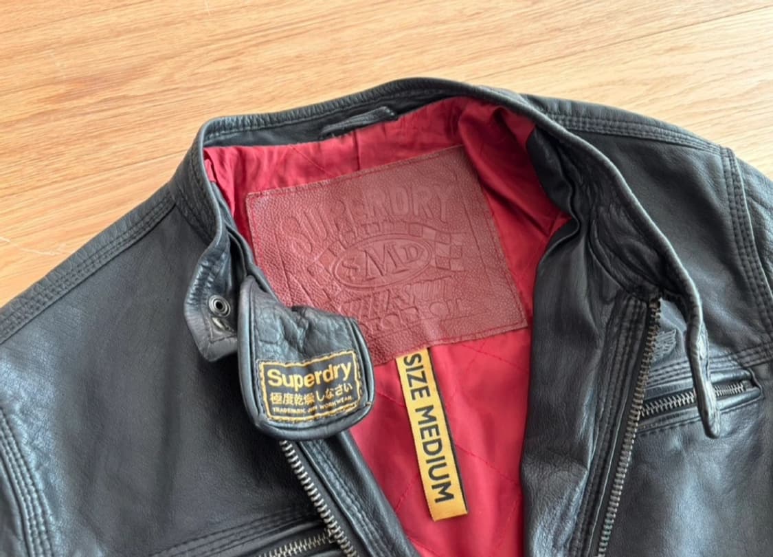 슈퍼드라이 바이커 가죽 자켓 M 상품이미지3