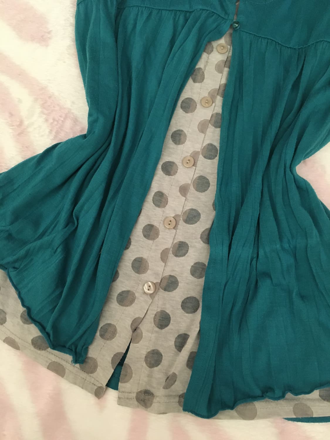 여름 청록 도트 모리걸 레이어드 민소매 단추 탑 헤이세이 상품이미지5