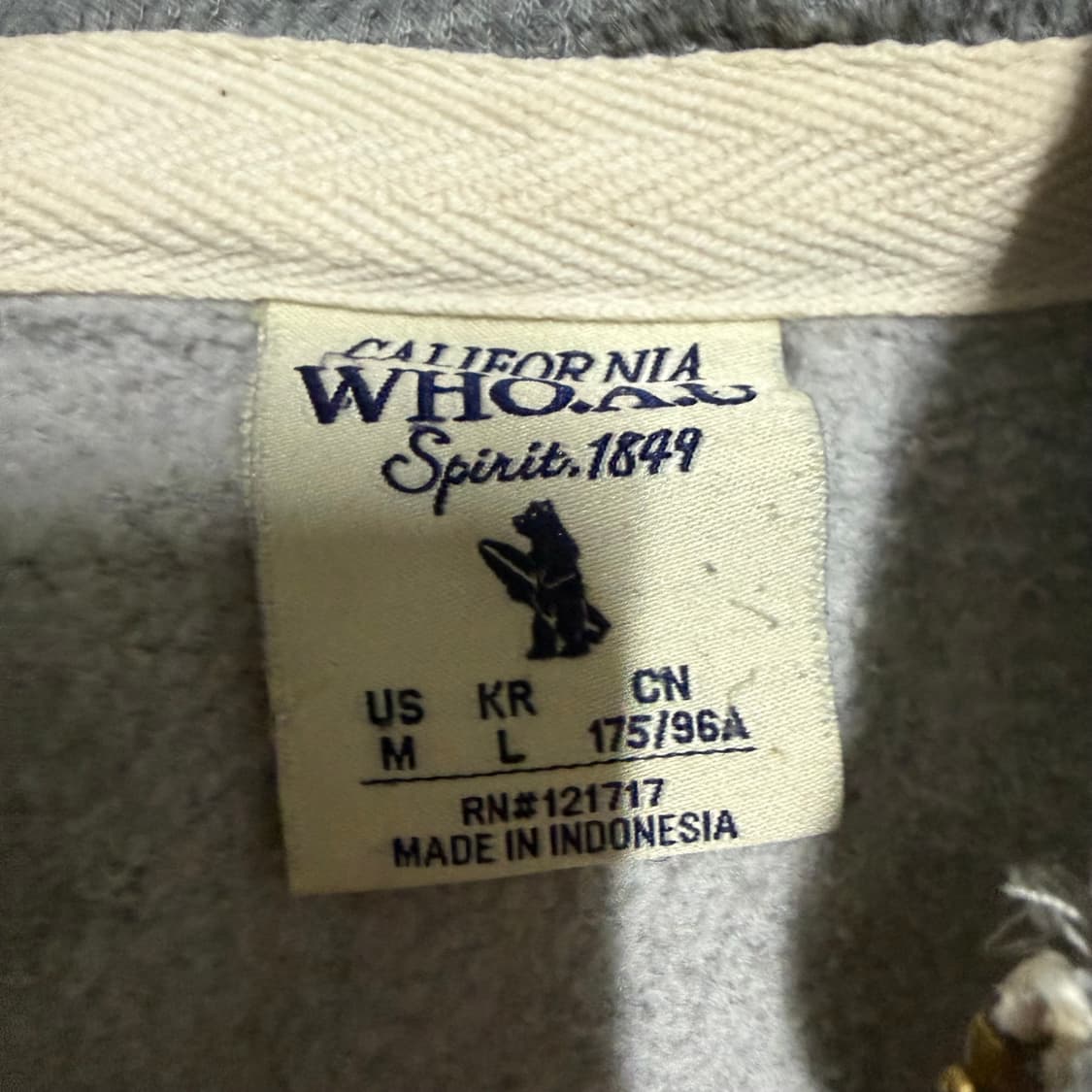 후아유 그레이 후드집업 L 상품이미지3