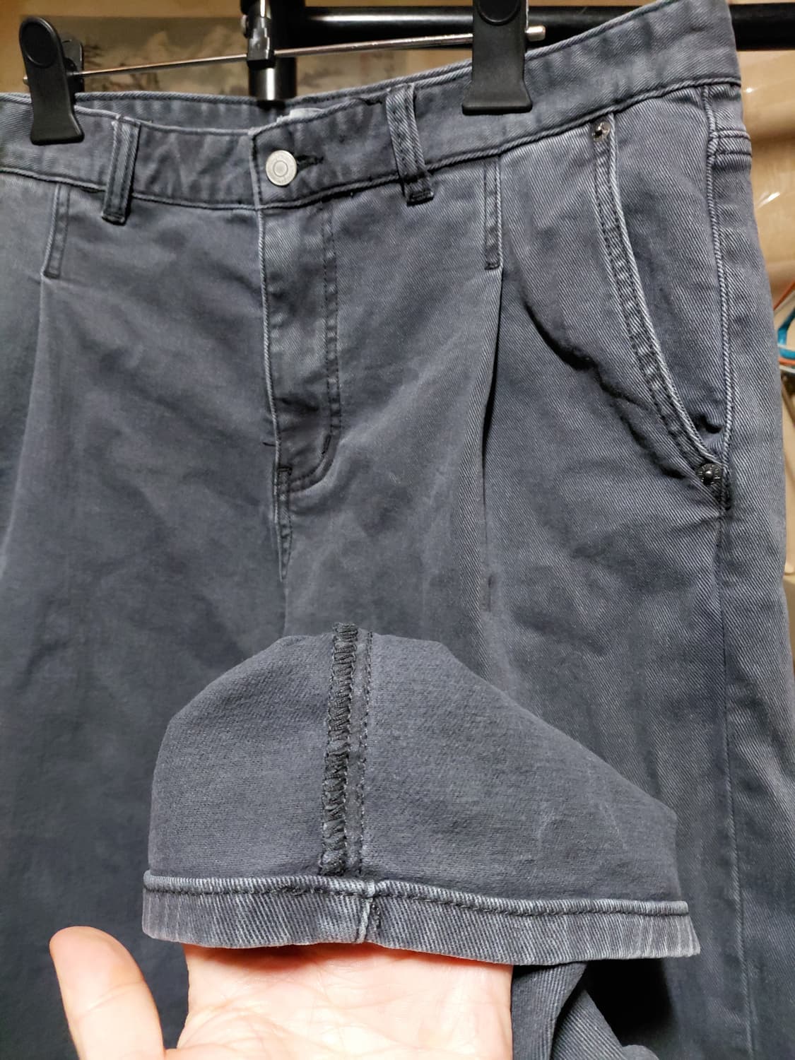 [아모프레]기모 와이드 데님 청바지 34사이즈  상품이미지9