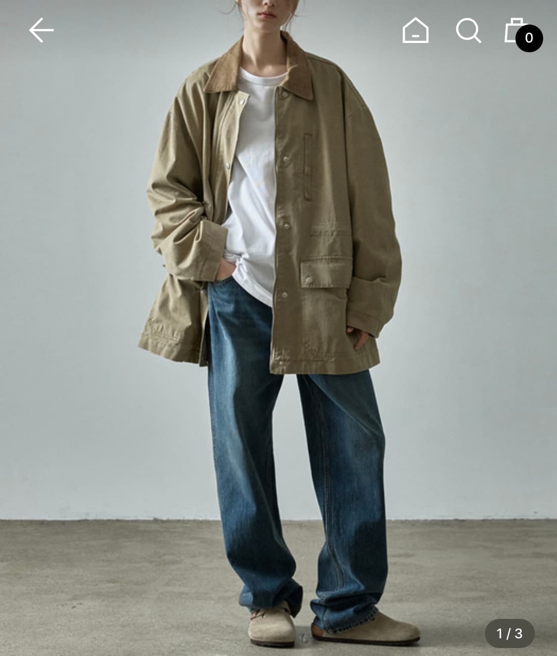 파사드패턴 코튼 유틸리티 자켓 S 카키베이지 상품이미지1