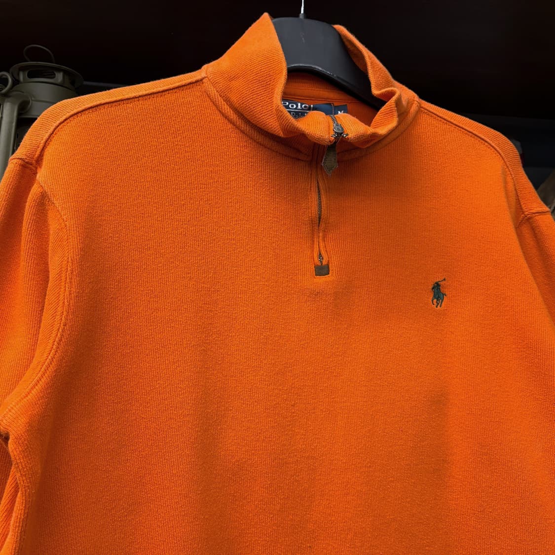 90s 폴로 랄프로렌 파인리브 하프집업 코튼니트 스웨터 오렌지 N635 상품이미지3