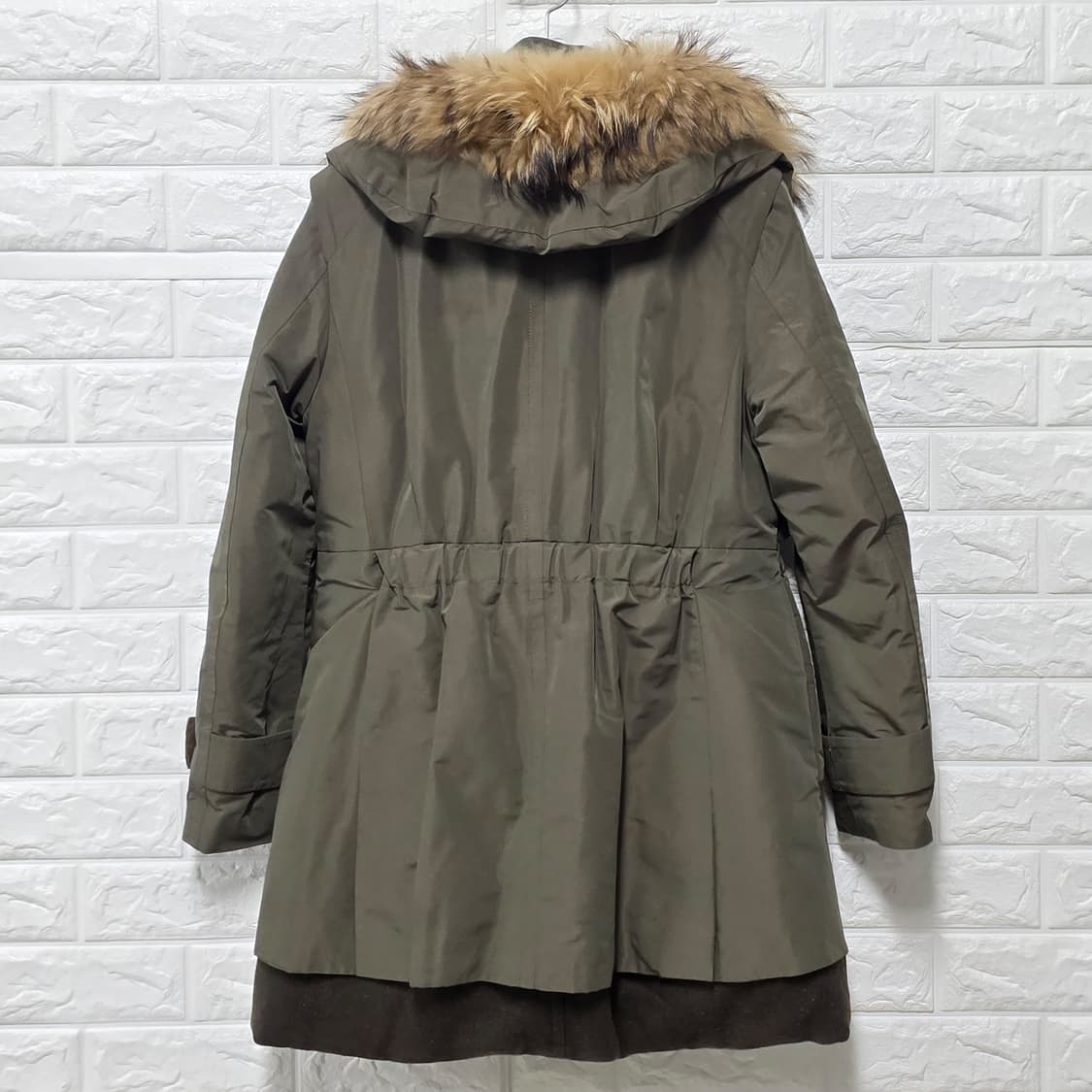 택포) 시스템 여성 라쿤 퍼 덕다운 패딩 코트 카키 M 상품이미지4