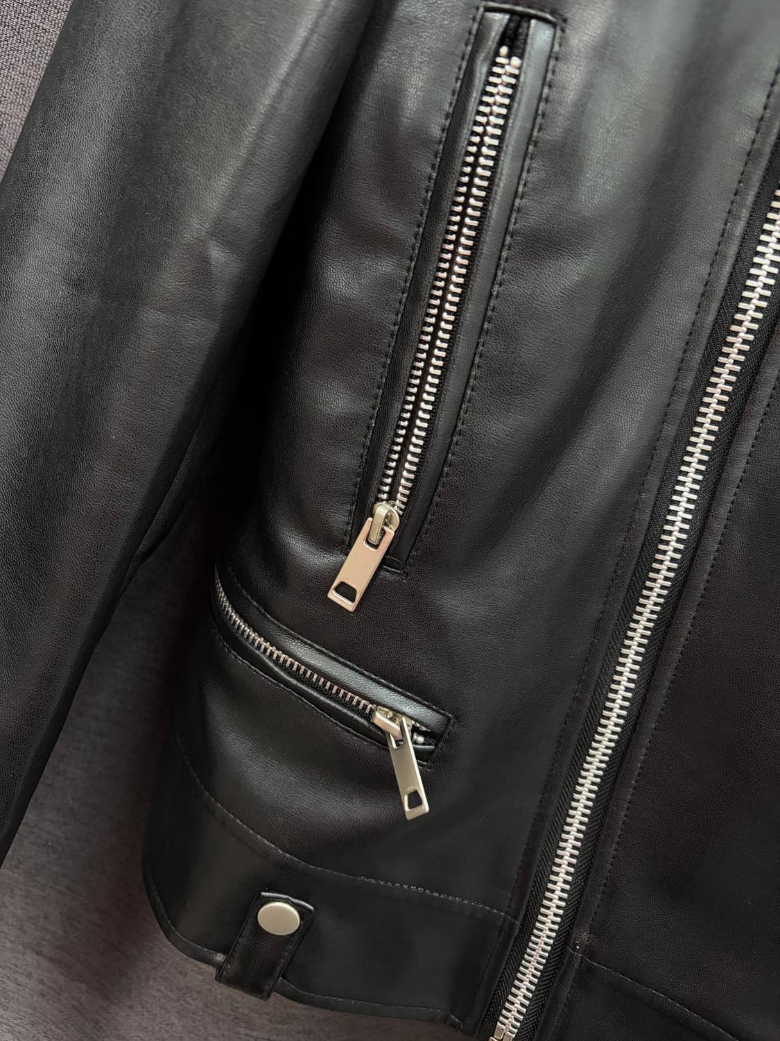 ODDOZ 블랙 레더 싱글 라이더 자켓 상품이미지5