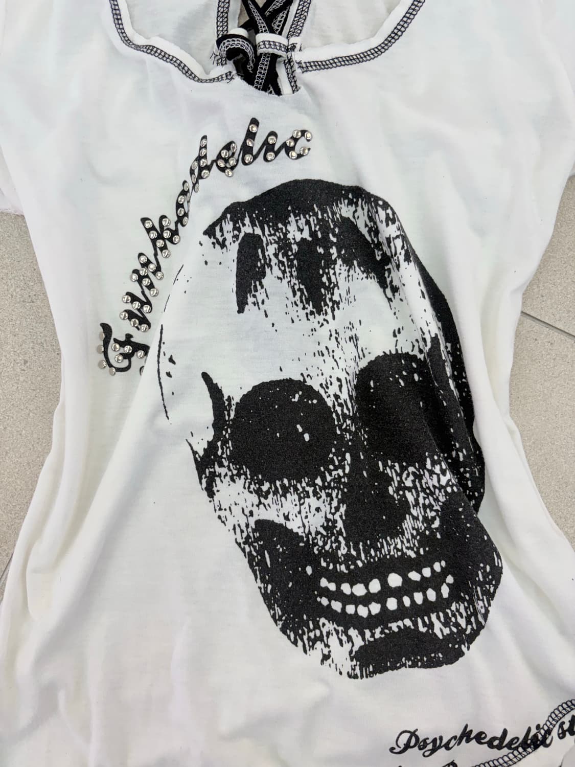 스컬 언발 아일렛 반팔 상품이미지2