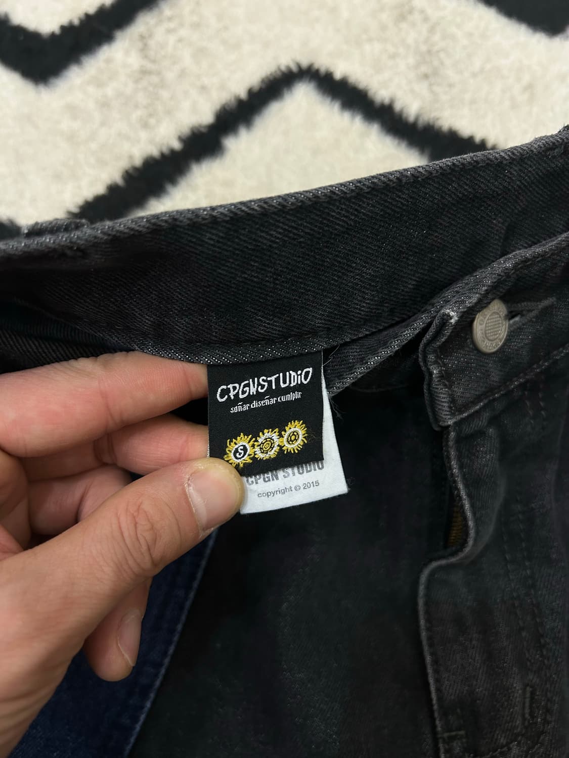 [S]꼼파뇨 절개 와이드 데님팬츠/인디고 블랙 상품이미지4