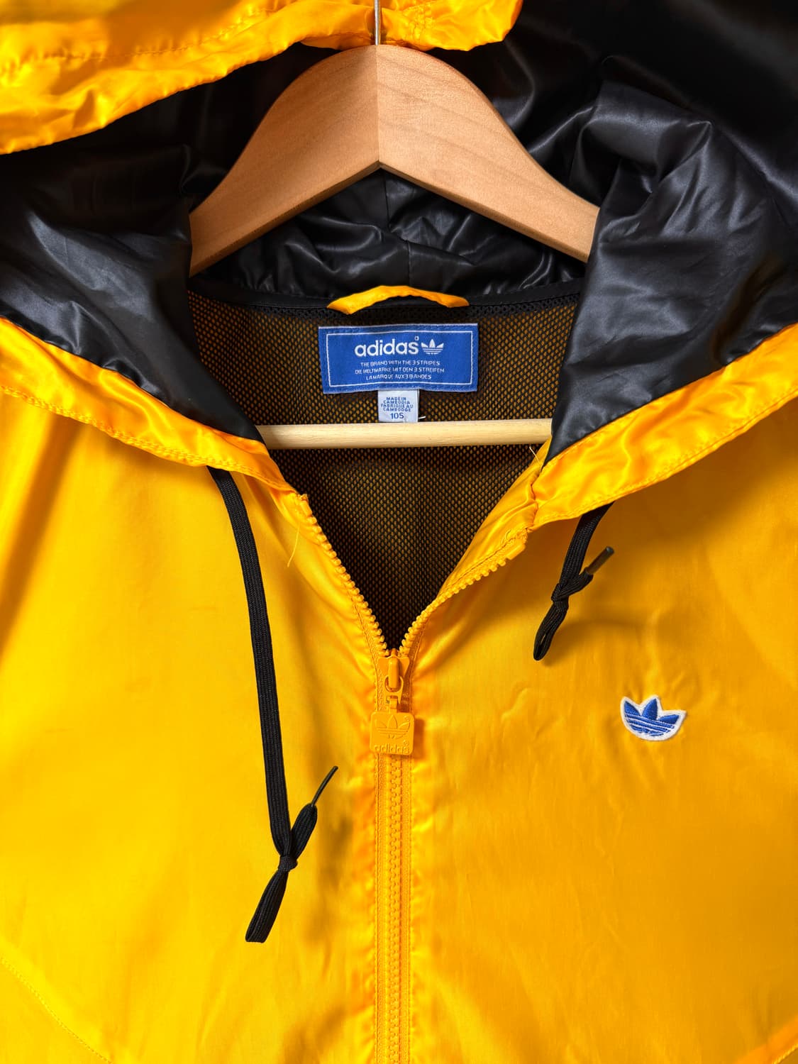 아디다스 오리지널 바람막이 105 / 옐로우 블랙 후드 윈드브레이커 /  상품이미지4