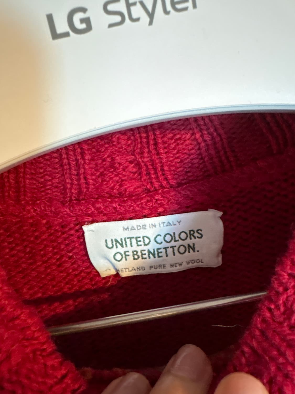 베네통 빈티지 울 니트 레드 Japan 상품이미지2