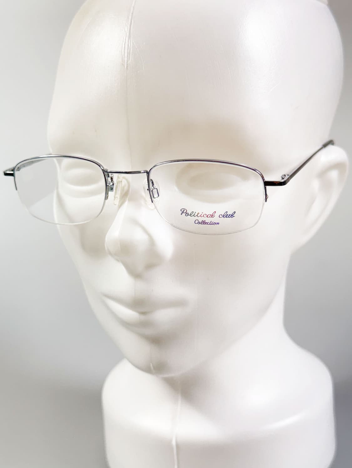 Political Club 실버 메탈 반무테 스퀘어 빈티지 안경 상품이미지7