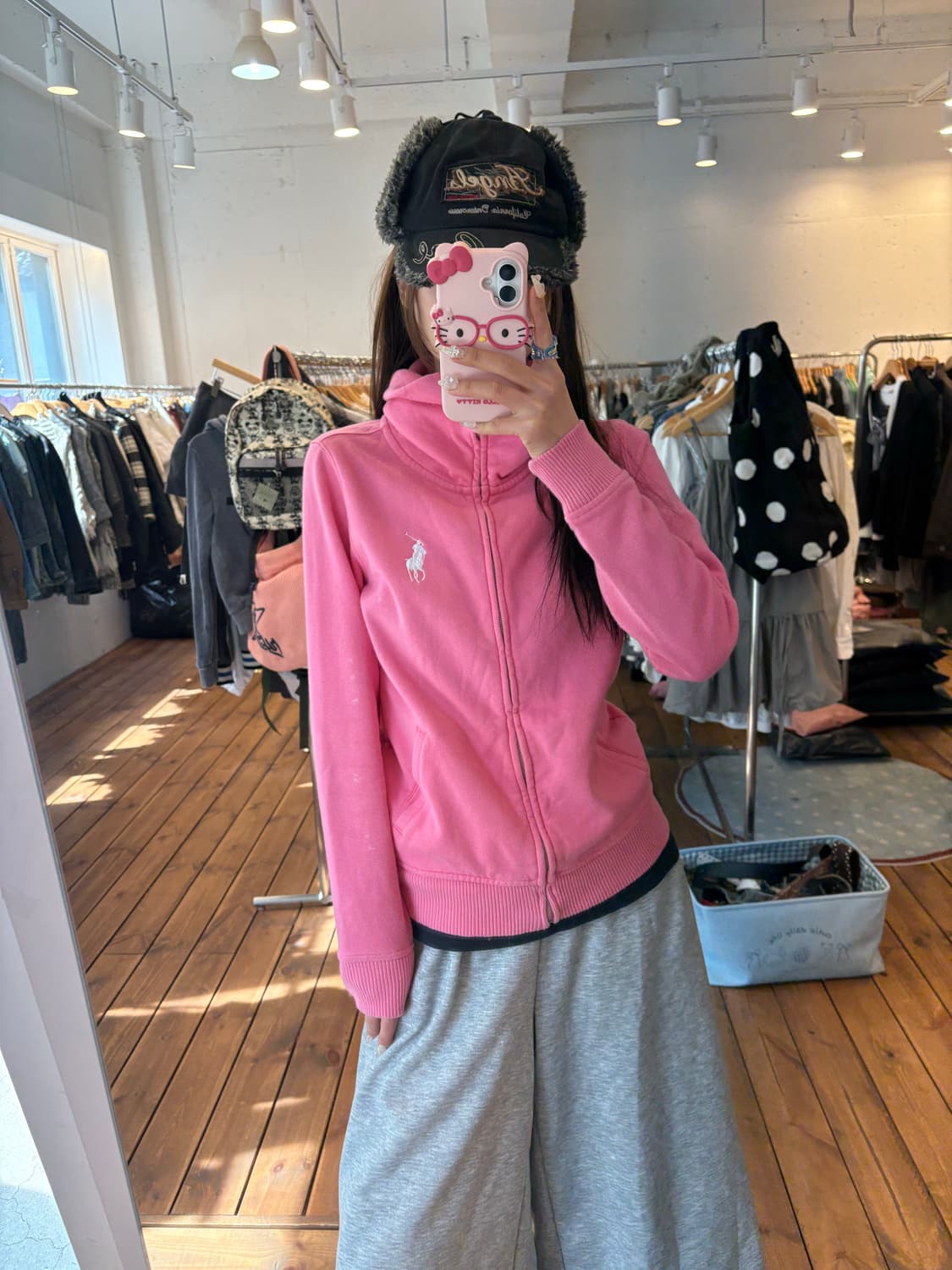 폴로 빅포니 핑크 면집업 상품이미지2