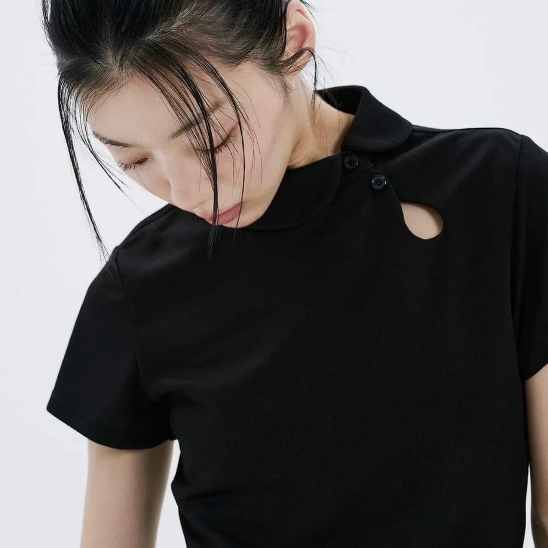 하나히 hanahi Polka dot round collar tee BL 상품이미지2