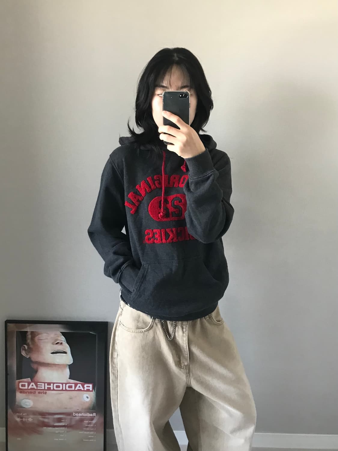 디키즈 중앙 자수로고 차콜 후드티 상품이미지3