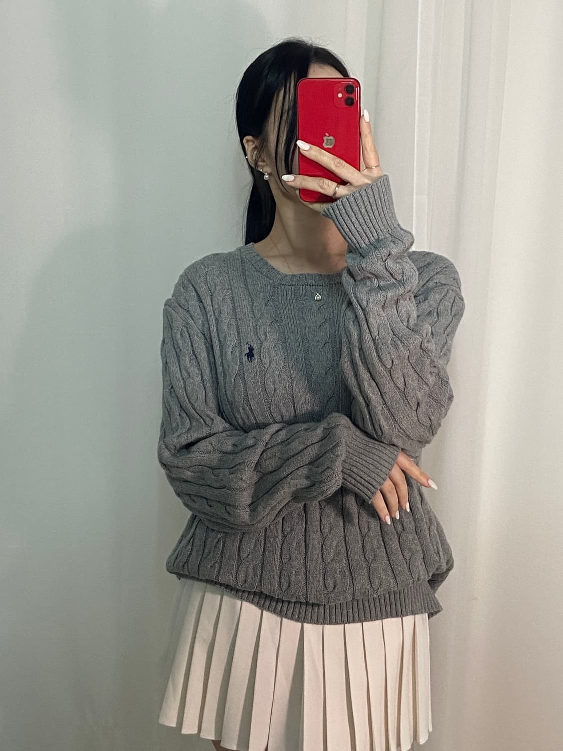 폴로 꽈배기 그레이 포니 니트 상품이미지2