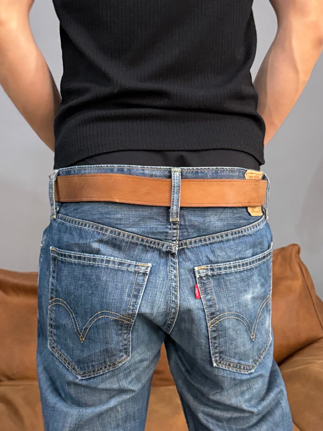 빈티지 브라운 레더 벨트  상품이미지3