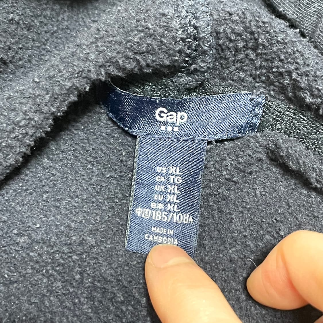 갭 스펠로고 딥네이비 기모 후드티셔츠 남성XL 상품이미지4