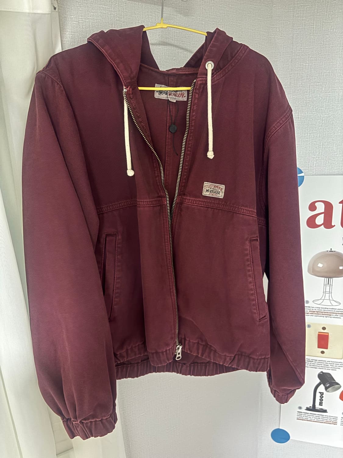 스투시 언라인드 캔버스 워크 자켓 와인 상품이미지3