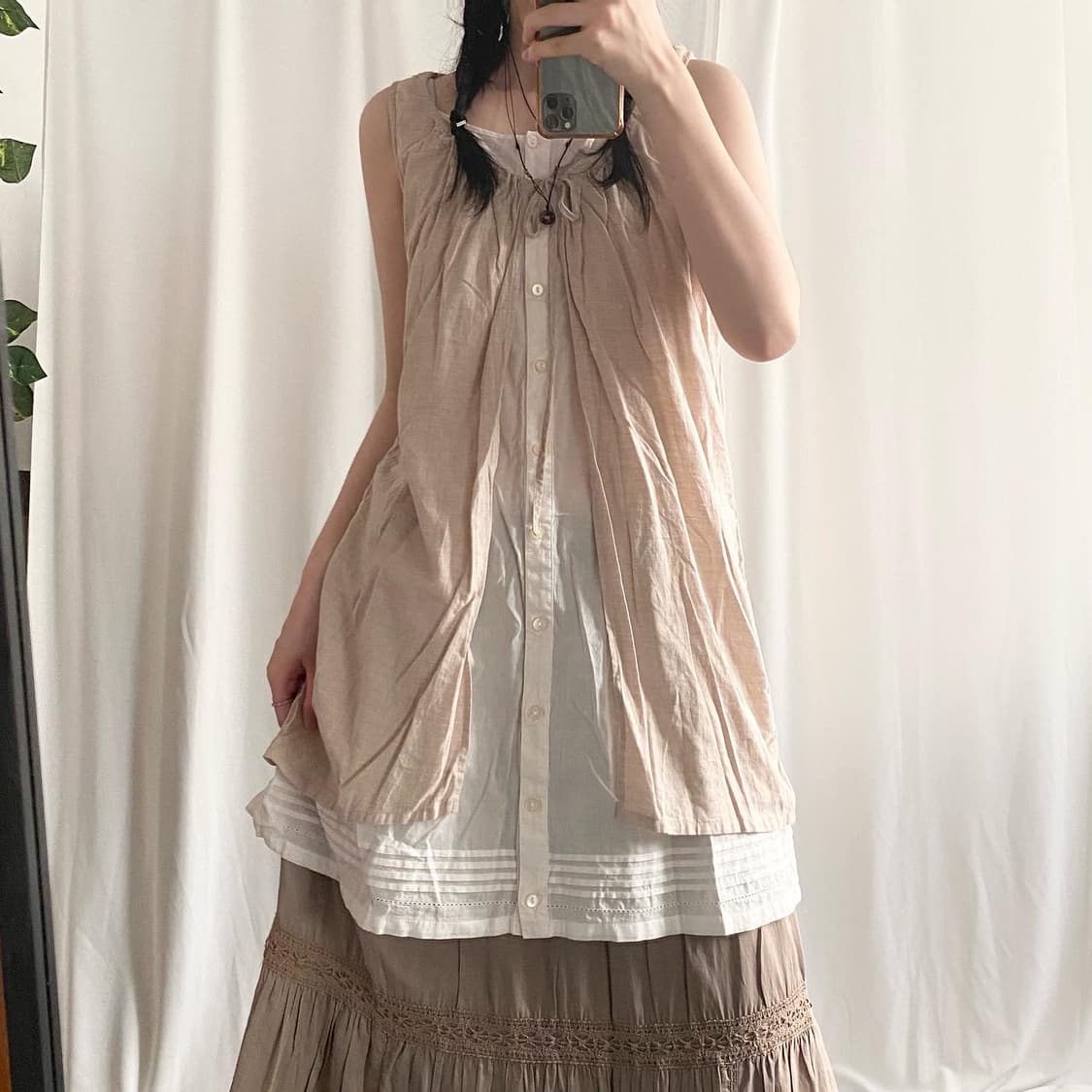 light beige layered dress 상품이미지1