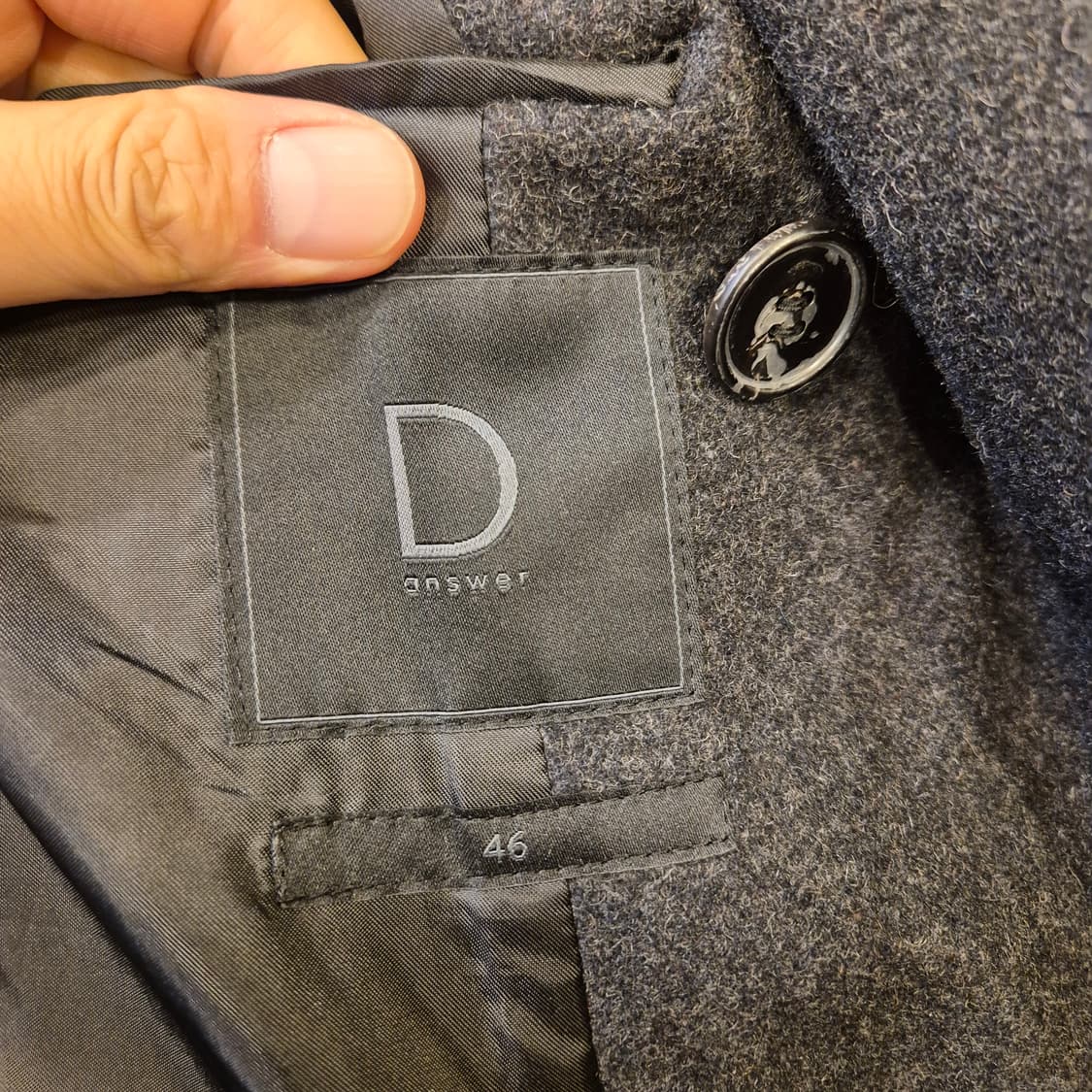 L~XL(착샷잇음) 스티치포인트 차콜 울 더블롱코트  상품이미지4