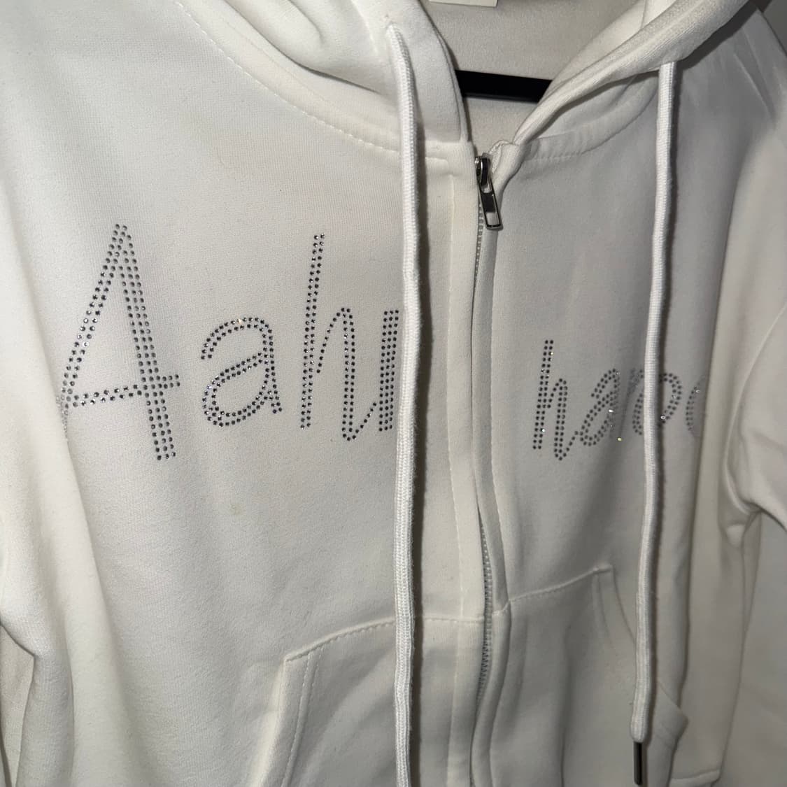 Y2k 크롭 후드집업 화이트 갸루 상품이미지2