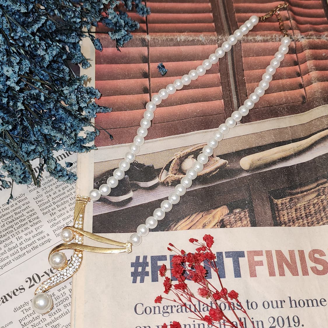 90s 프랑스 빈티지 목걸이 음표 진주 목걸이 진주 팬던트 상품이미지3