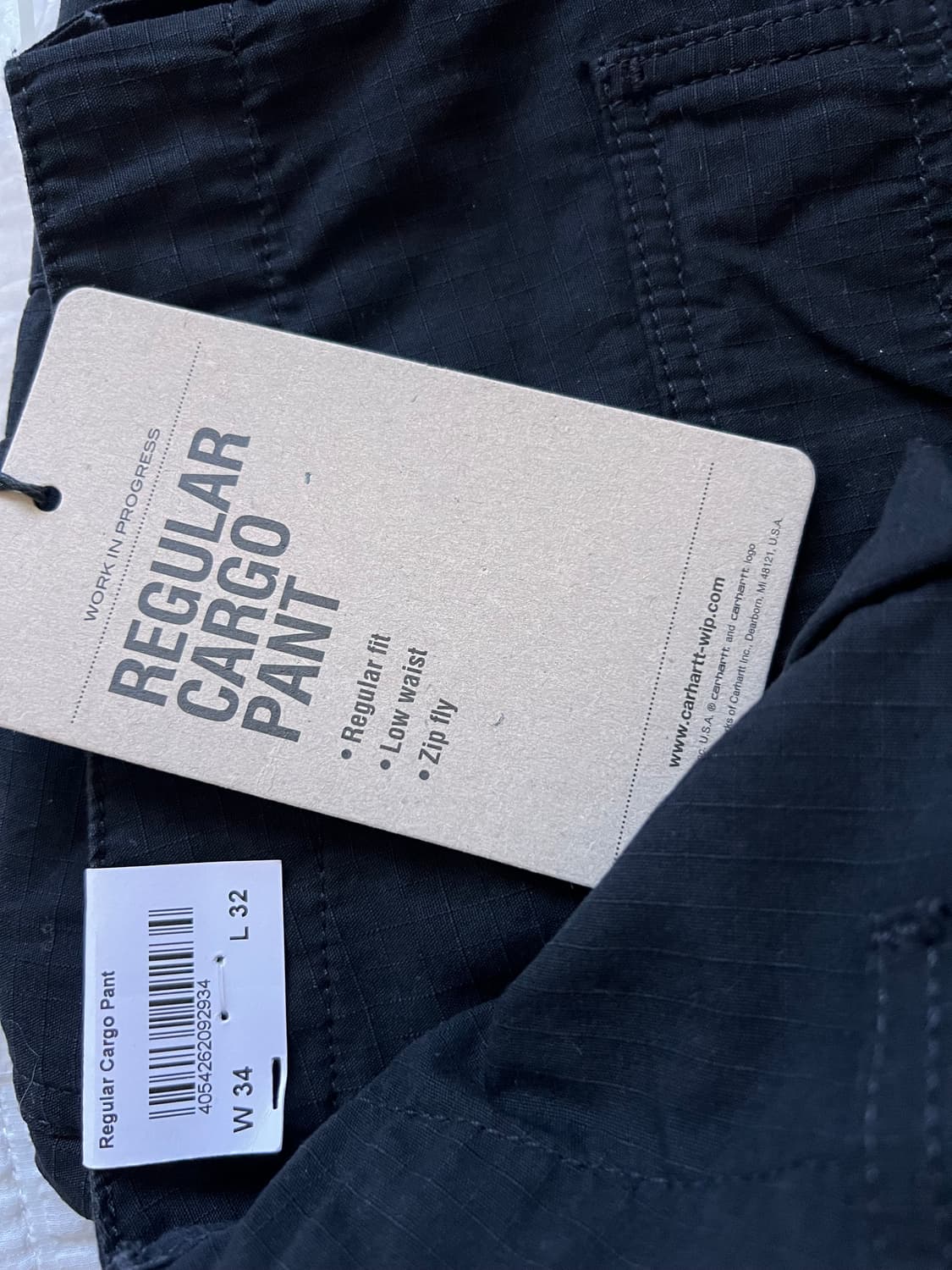 칼하트 WIP 레귤러 카고 팬츠 블랙 34인치(W34L32) 상품이미지1