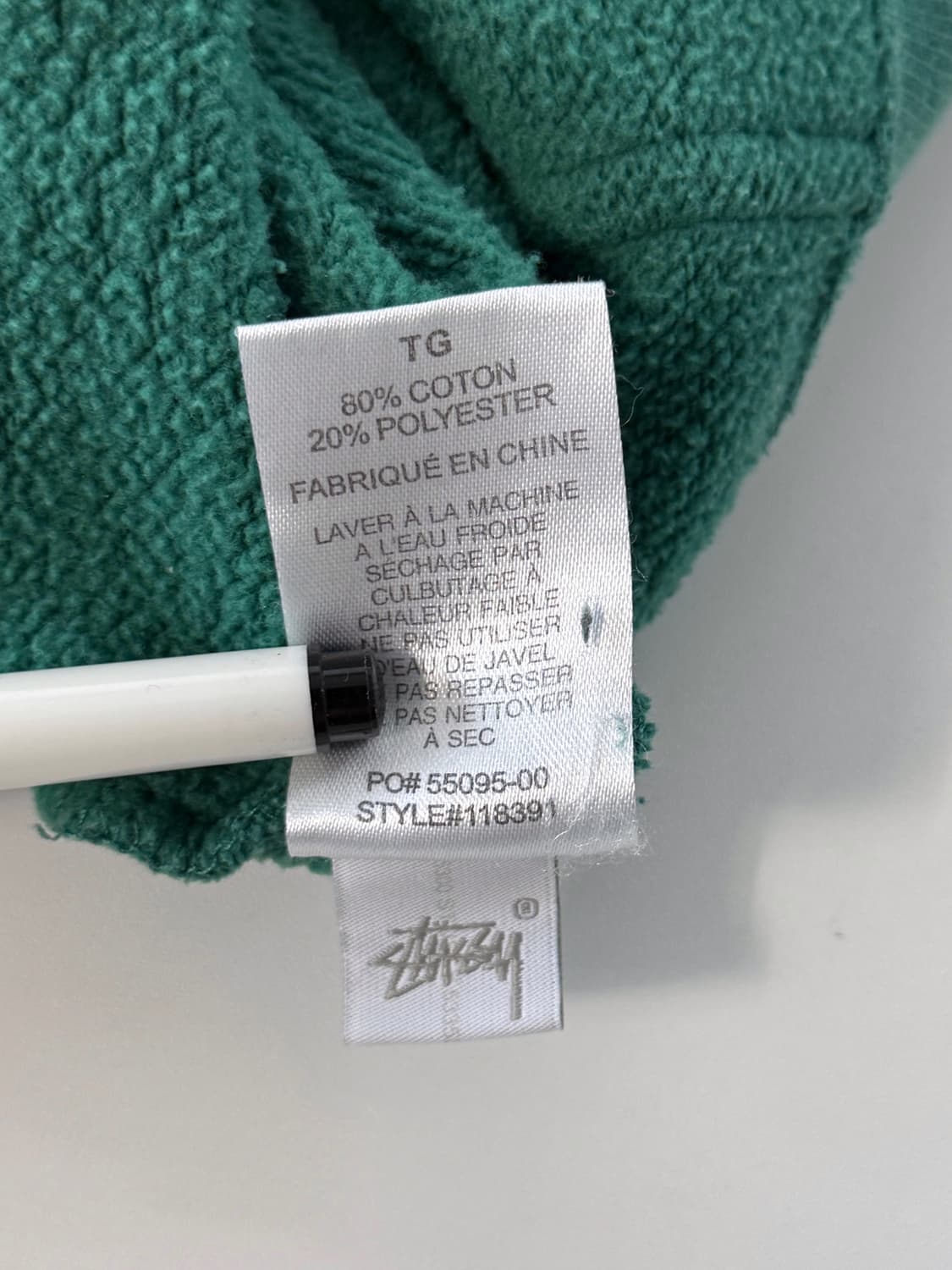 스투시 오버핏 미드 스탁로고 그린 스웻 후드 상품이미지6