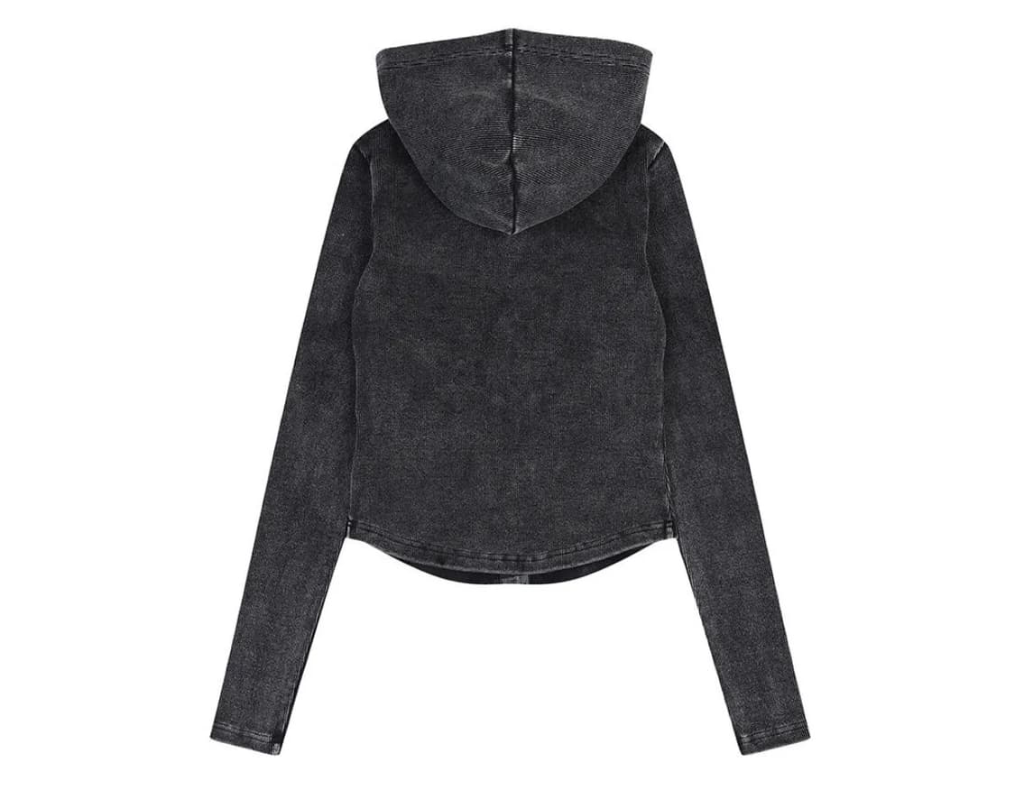 오디너리홀리데이 피그먼트 슬림 라인집업 블랙 상품이미지2