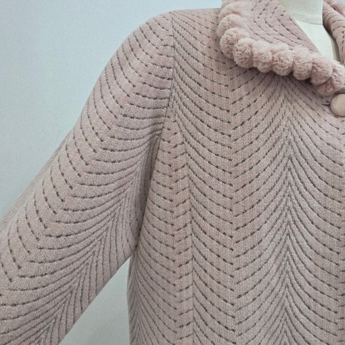 앙고라 울 로즈핑크 카라퍼 하프코트 상품이미지6