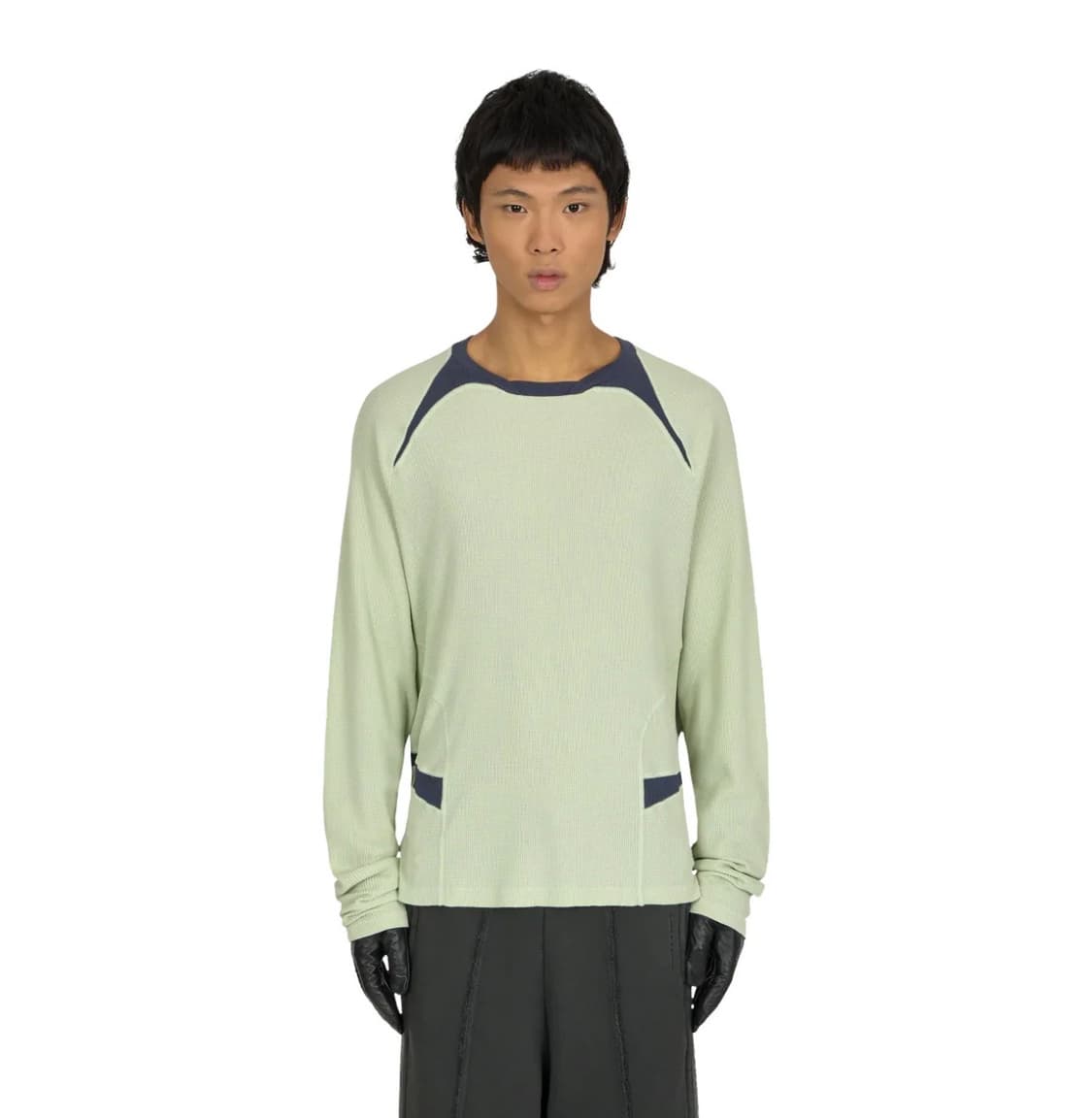 _J.L-A.L_ 와플 페이셋 롱 슬리브 그린 슬레이트 - 24FW 상품이미지1