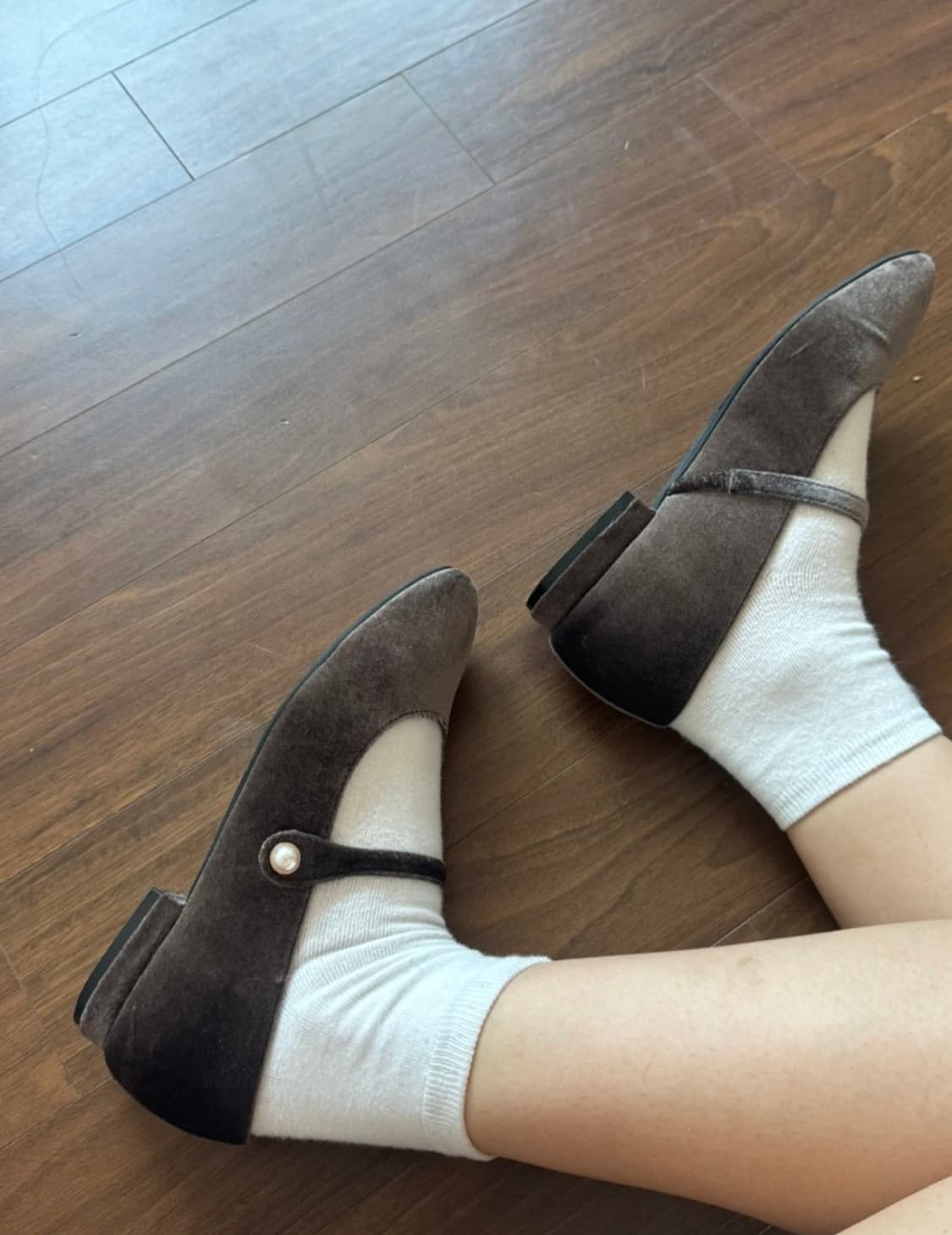 슈펜 메리제인 벨벳 진주 플랫슈즈 235 상품이미지4