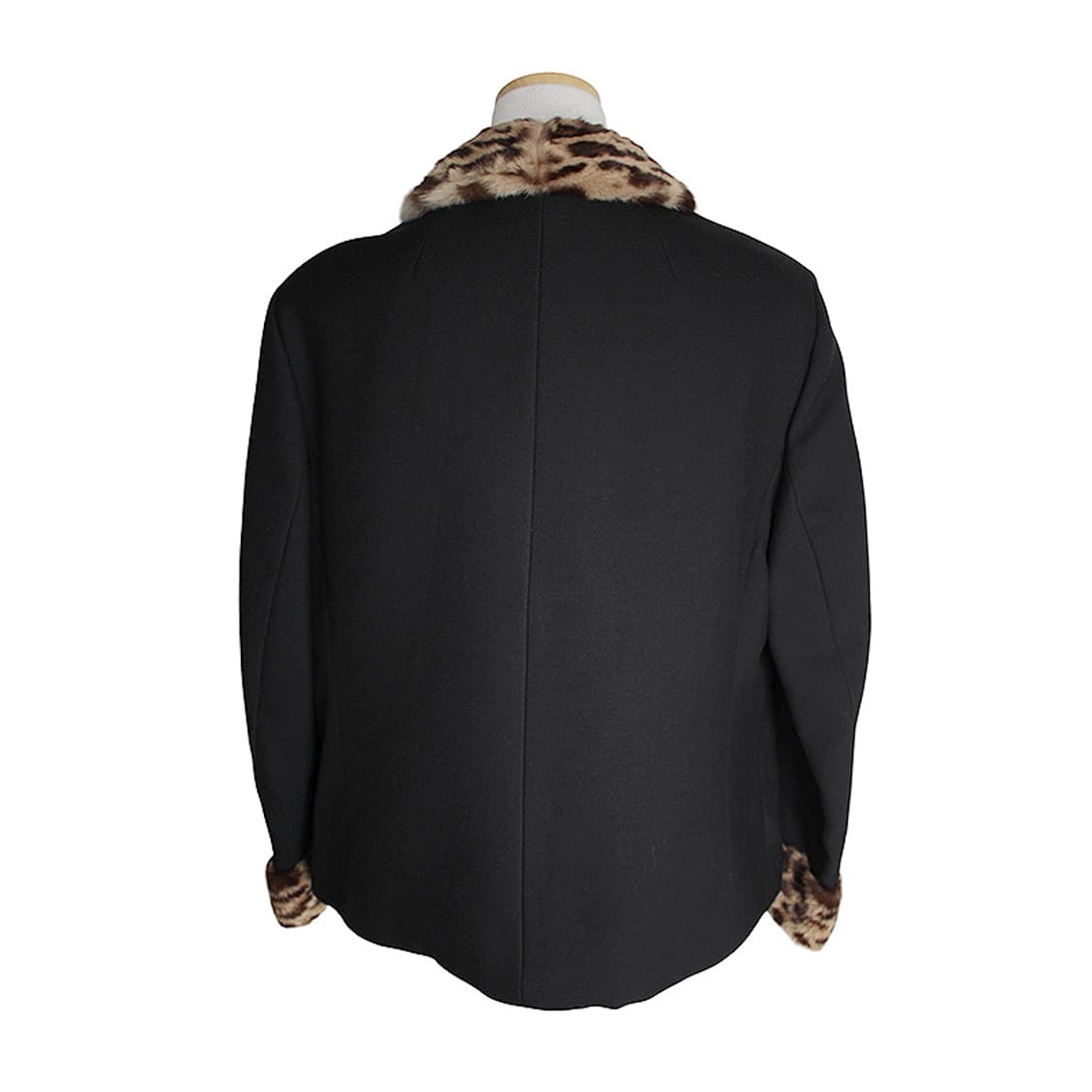 레오파드 패턴 퍼 트림 블랙 순모 자켓 66 상품이미지2