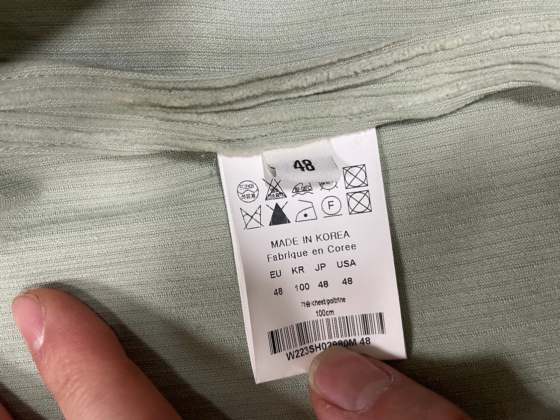 우영미 22fw 코듀로이셔켓 민트 48사이즈 판매 상품이미지4