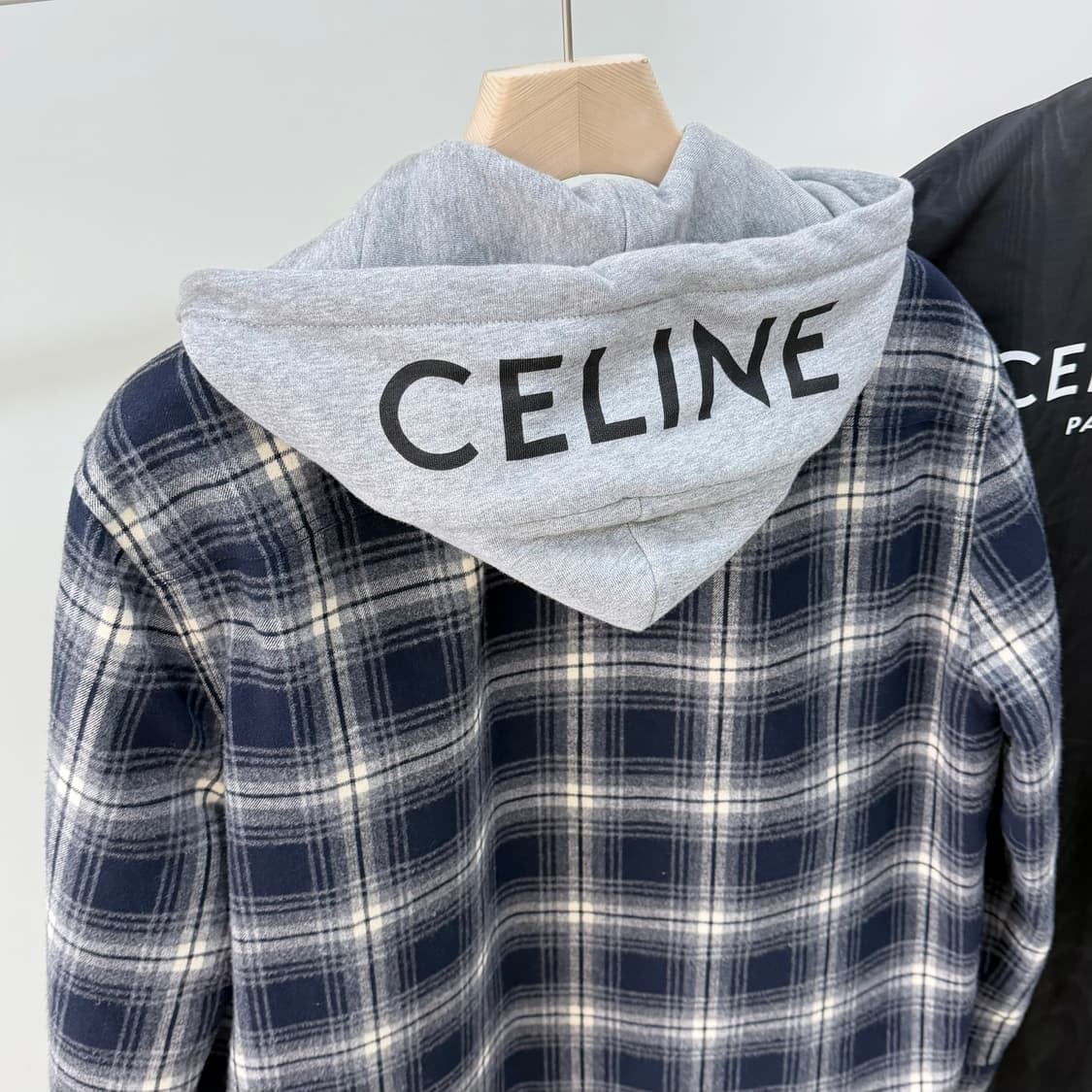 [S+급/오버핏44] 셀린느 체크 코튼 후드 오버셔츠 자켓 상품이미지2