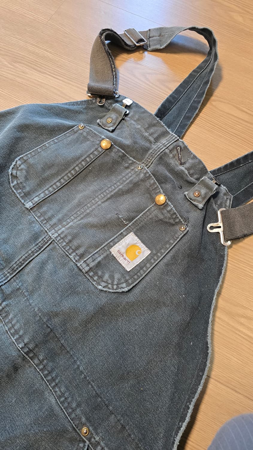 칼하트 오버롤 데님 바지 모스그린 상품이미지1