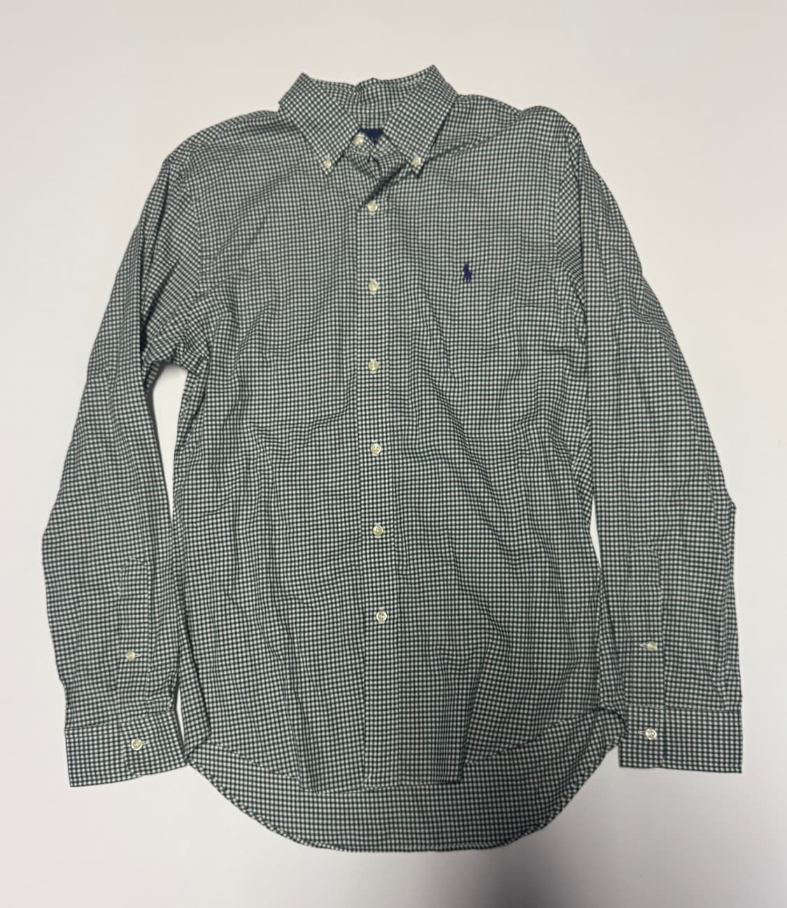 정품!! 폴로 랄프로렌 슬림핏 깅엄 체크 셔츠 S ~ M 그린 상품이미지1