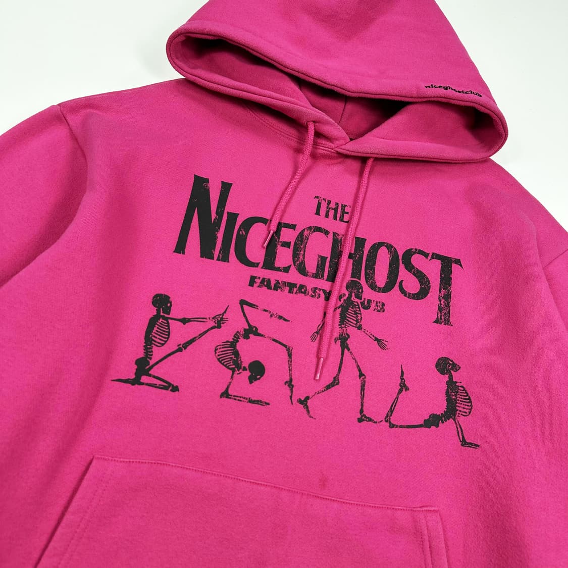 나이스고스트클럽 스컬 핑크 박시 후드티 (실측 XL) 상품이미지3