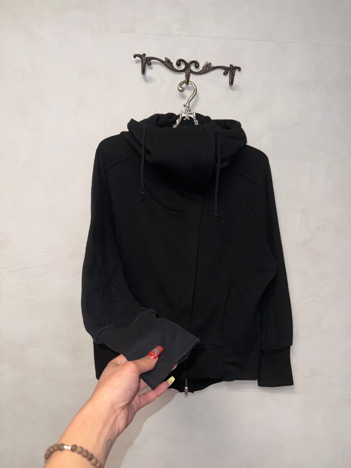 Black gothic y2k printing high neck 후드집업 상품이미지3