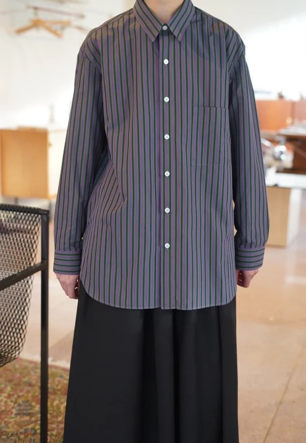 크리스타세야 핸드메이드 클래식 스트라이프 셔츠 그레이 S사이즈 상품이미지1