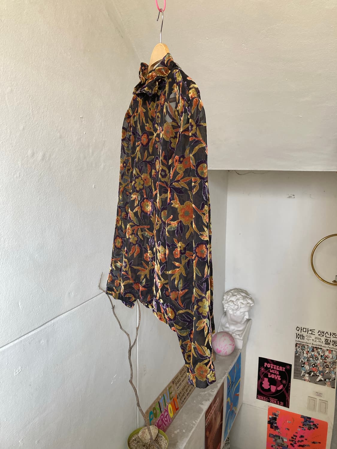 빈티지 플라워 벨벳 블라우스 상품이미지7