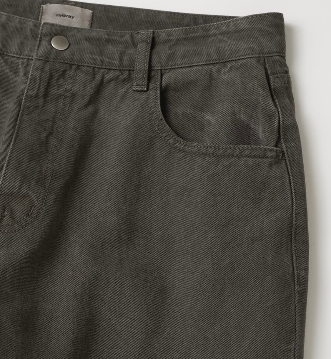 [L] 마이라이브러리 104 가먼트 다이드 팬츠 더스트 올리브 상품이미지1